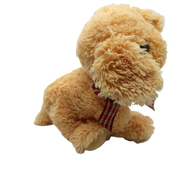 Ty Beanie Baby Golden Retriever Plush 11" 2007 Beige Red Plaid Bow - Picture 4 of 6